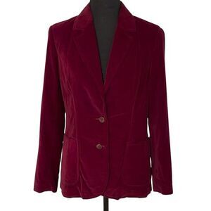 Personal Vintage Ladies Burgundy Velvet/Velour Double Button Front
